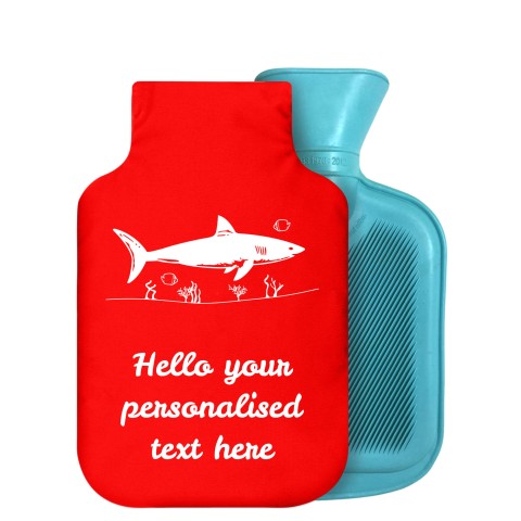 - 800ml Generic from Stock Available Colours (Shark Icon) - Red Soft Velvet Polyester Fabric Removable Cover (Personalised with Text)