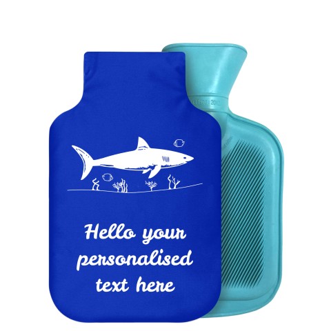 - 800ml Generic from Stock Available Colours (Shark Icon) - Royal Blue Soft Velvet Polyester Fabric Removable Cover (Personalised with Text)