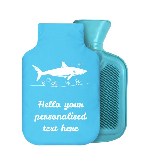 - 800ml Generic from Stock Available Colours (Shark Icon) - Sky Blue Soft Velvet Polyester Fabric Removable Cover (Personalised with Text)