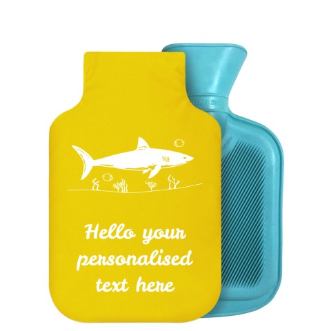 - 800ml Generic from Stock Available Colours (Shark Icon) - Yellow Soft Velvet Polyester Fabric Removable Cover (Personalised with Text)