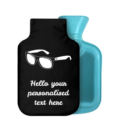 - 800ml Generic from Stock Available Colours (Sunglasses Icon) - Black Soft Velvet Polyester Fabric Removable Cover (Personalised with Text)