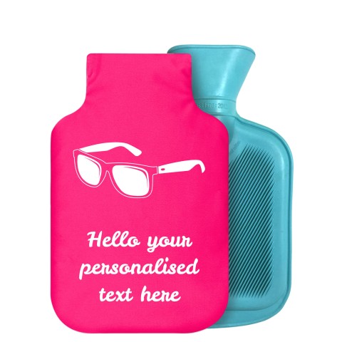 - 800ml Generic from Stock Available Colours (Sunglasses Icon) - Fuchsia Pink Soft Velvet Polyester Fabric Removable Cover (Personalised with Text)