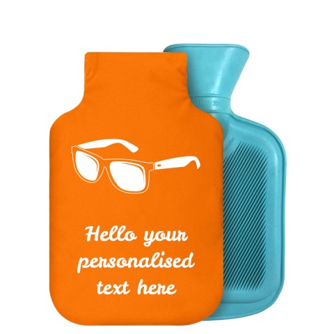 - 800ml Generic from Stock Available Colours (Sunglasses Icon) - Orange Soft Velvet Polyester Fabric Removable Cover (Personalised with Text)