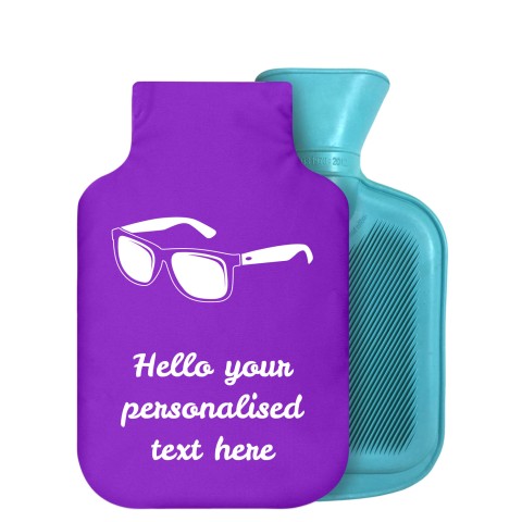 - 800ml Generic from Stock Available Colours (Sunglasses Icon) - Purple Soft Velvet Polyester Fabric Removable Cover (Personalised with Text)