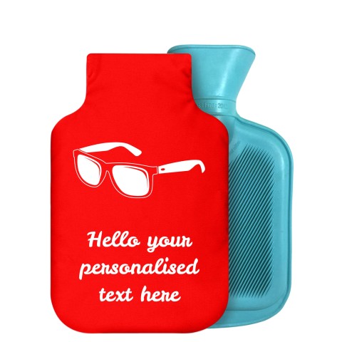 - 800ml Generic from Stock Available Colours (Sunglasses Icon) - Red Soft Velvet Polyester Fabric Removable Cover (Personalised with Text)