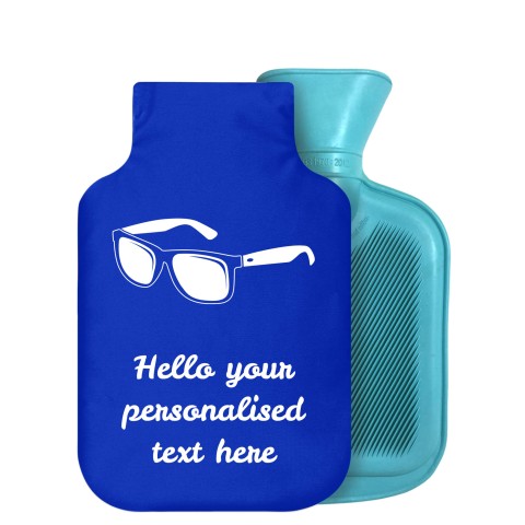 - 800ml Generic from Stock Available Colours (Sunglasses Icon) - Royal Blue Soft Velvet Polyester Fabric Removable Cover (Personalised with Text)