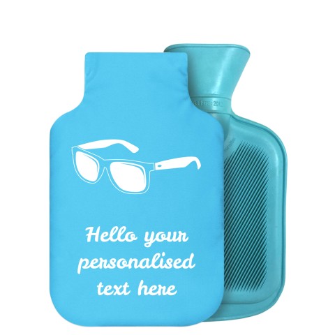 - 800ml Generic from Stock Available Colours (Sunglasses Icon) - Sky Blue Soft Velvet Polyester Fabric Removable Cover (Personalised with Text)