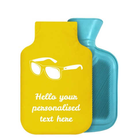 - 800ml Generic from Stock Available Colours (Sunglasses Icon) - Yellow Soft Velvet Polyester Fabric Removable Cover (Personalised with Text)
