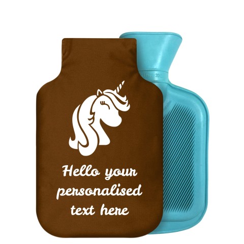 - 800ml Generic from Stock Available Colours (Unicorn Icon) Brown Soft Velvet Polyester Fabric Removable Cover (Personalised with Text)