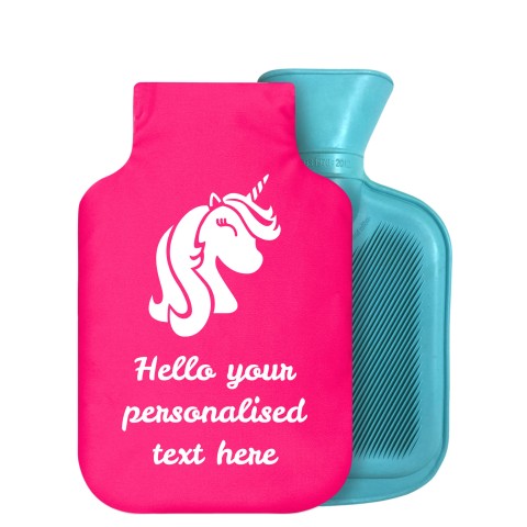 - 800ml Generic from Stock Available Colours (Unicorn Icon) - Fuchsia Pink Soft Velvet Polyester Fabric Removable Cover (Personalised with Text)