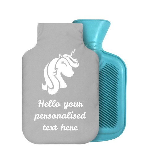 - 800ml Generic from Stock Available Colours (Unicorn Icon) (Grey) Soft Velvet Polyester Fabric Removable Cover (Personalised with Text)