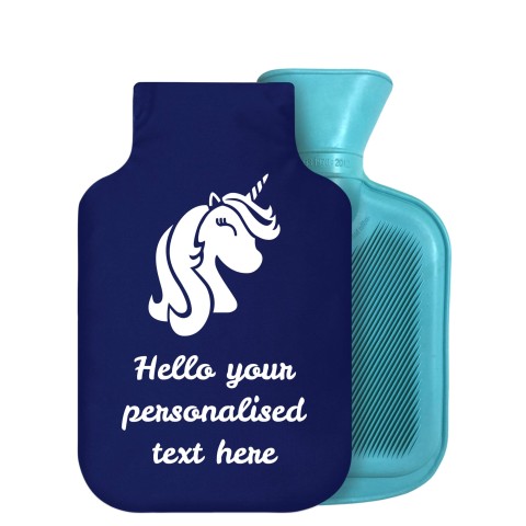 - 800ml Generic from Stock Available Colours (Unicorn Icon) Navy Blue Soft Velvet Polyester Fabric Removable Cover (Personalised with Text)