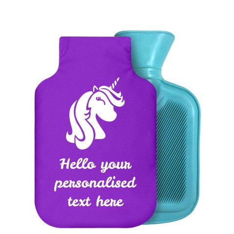 - 800ml Generic from Stock Available Colours (Unicorn Icon) - Purple Soft Velvet Polyester Fabric Removable Cover (Personalised with Text)
