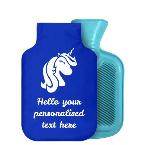 - 800ml Generic from Stock Available Colours (Unicorn Icon) - Royal Blue Soft Velvet Polyester Fabric Removable Cover (Personalised with Text)