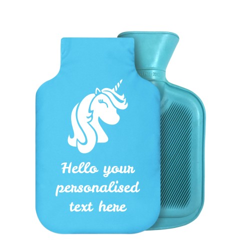 - 800ml Generic from Stock Available Colours (Unicorn Icon) - Sky Blue Soft Velvet Polyester Fabric Removable Cover (Personalised with Text)