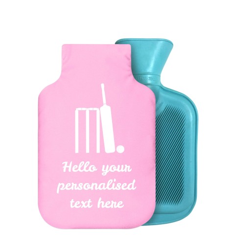 - 750ml Highlight (Stock Available Colour) (Cricket Icon) - Baby Pink Soft Velvet Polyester Fabric Removable Cover (Personalised with Text)