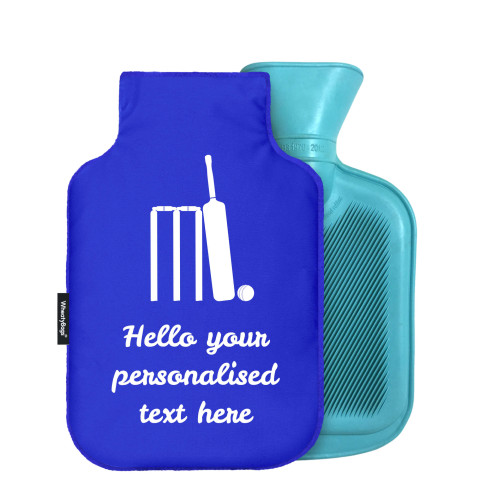 - Mini (750ml) (Cricket Icon) - Royal Blue Soft Velvet Polyester Fabric (Personalised with Text)