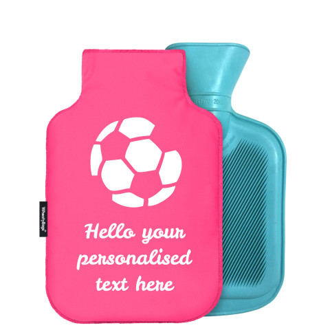 - Mini (750ml) (Football Icon) - Fuchsia Pink Soft Velvet Polyester Fabric (Personalised with Text)