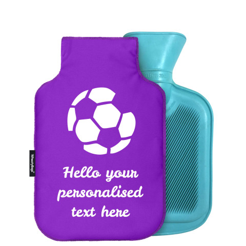 - Mini (750ml) (Football Icon) - Purple Soft Velvet Polyester Fabric (Personalised with Text)