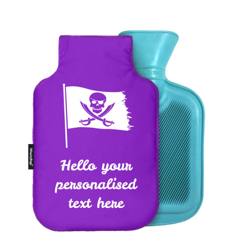 - Mini (750ml) (Pirate Flag Icon) - Purple Soft Velvet Polyester Fabric (Personalised with Text)