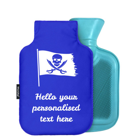 - Mini (750ml) (Pirate Flag Icon) - Royal Blue Soft Velvet Polyester Fabric (Personalised with Text)