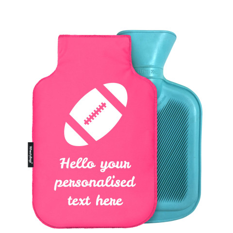 - Mini (750ml) (Rugby Icon) - Fuchsia Pink Soft Velvet Polyester Fabric (Personalised with Text)
