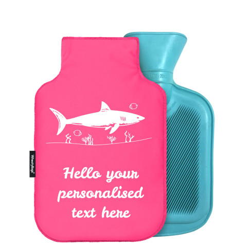 - Mini (750ml) (Shark Icon) - Fuchsia Pink Soft Velvet Polyester Fabric (Personalised with Text)