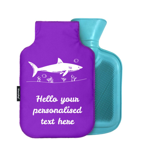 - Mini (750ml) (Shark Icon) - Purple Soft Velvet Polyester Fabric (Personalised with Text)