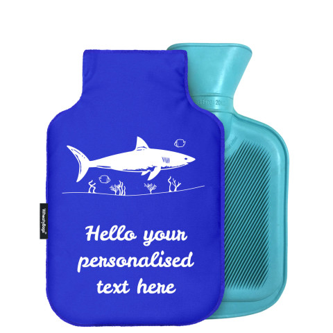 - Mini (750ml) (Shark Icon) - Royal Blue Soft Velvet Polyester Fabric (Personalised with Text)