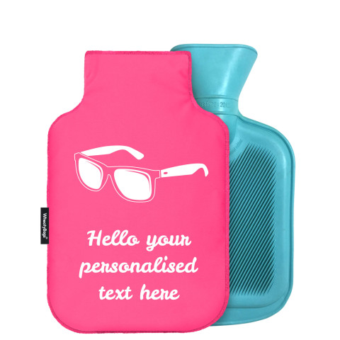 - Mini (750ml) (Sunglasses Icon) - Fuchsia Pink Soft Velvet Polyester Fabric (Personalised with Text)