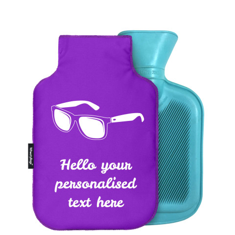 - Mini (750ml) (Sunglasses Icon) - Purple Soft Velvet Polyester Fabric (Personalised with Text)