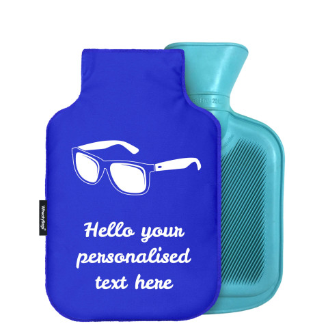 - Mini (750ml) (Sunglasses Icon) - Royal Blue Soft Velvet Polyester Fabric (Personalised with Text)