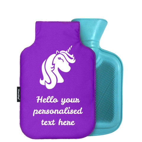 - Mini (750ml) (Unicorn Icon) - Purple Soft Velvet Polyester Fabric (Personalised with Text)