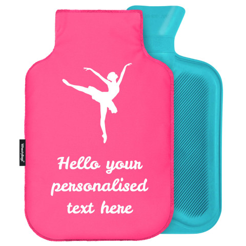 - Standard (2 Litre) (Ballet Icon) - Fuchsia Pink Soft Velvet Polyester Fabric (Personalised with Text)