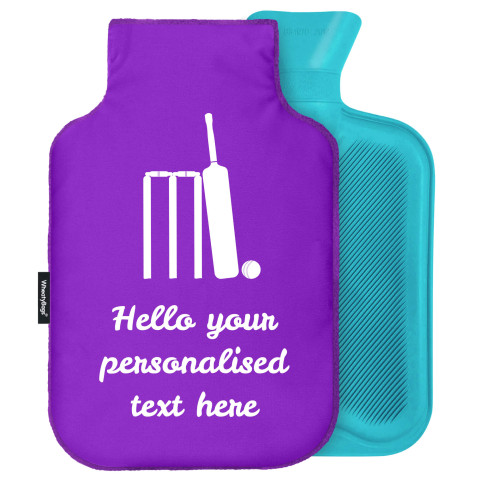 - Standard (2 Litre) (Cricket Icon) - Purple Soft Velvet Polyester Fabric (Personalised with Text)