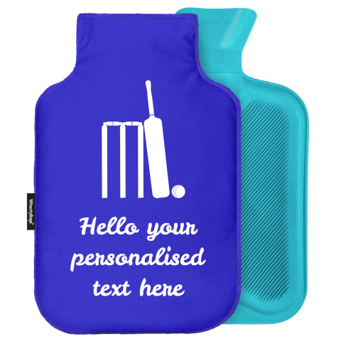 - Standard (2 Litre) (Cricket Icon) - Royal Blue Soft Velvet Polyester Fabric (Personalised with Text)