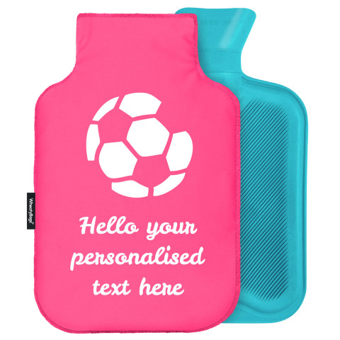 - Standard (2 Litre) (Football Icon) - Fuchsia Pink Soft Velvet Polyester Fabric (Personalised with Text)