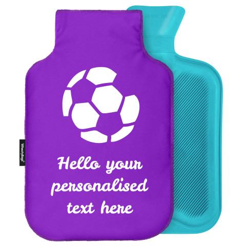 - Standard (2 Litre) (Football Icon) - Purple Soft Velvet Polyester Fabric (Personalised with Text)