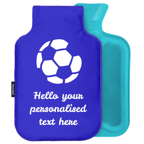 - Standard (2 Litre) (Football Icon) - Royal Blue Soft Velvet Polyester Fabric (Personalised with Text)