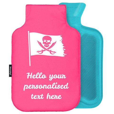 - Standard (2 Litre) (Pirate Flag Icon) - Fuchsia Pink Soft Velvet Polyester Fabric (Personalised with Text)
