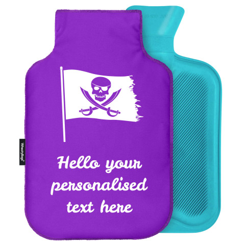 - Standard (2 Litre) (Pirate Flag Icon) - Purple Soft Velvet Polyester Fabric (Personalised with Text)