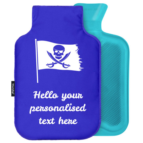 - Standard (2 Litre) (Pirate Flag Icon) - Royal Blue Soft Velvet Polyester Fabric (Personalised with Text)