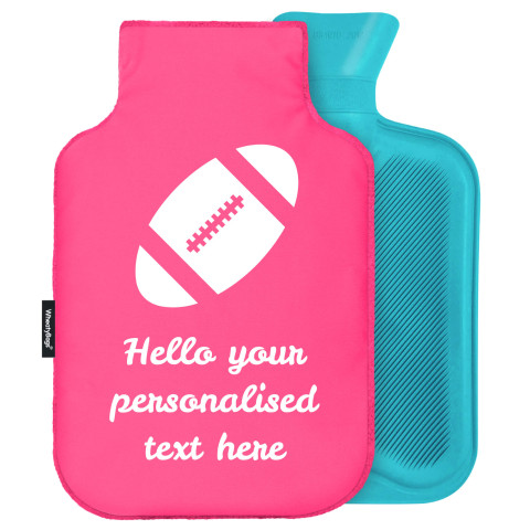 - Standard (2 Litre) (Rugby Icon) - Fuchsia Pink Soft Velvet Polyester Fabric (Personalised with Text)