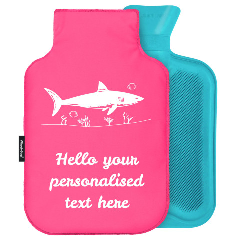- Standard (2 Litre) (Shark Icon) - Fuchsia Pink Soft Velvet Polyester Fabric (Personalised with Text)