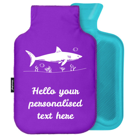 - Standard (2 Litre) (Shark Icon) - Purple Soft Velvet Polyester Fabric (Personalised with Text)