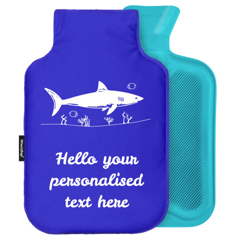 - Standard (2 Litre) (Shark Icon) - Royal Blue Soft Velvet Polyester Fabric (Personalised with Text)