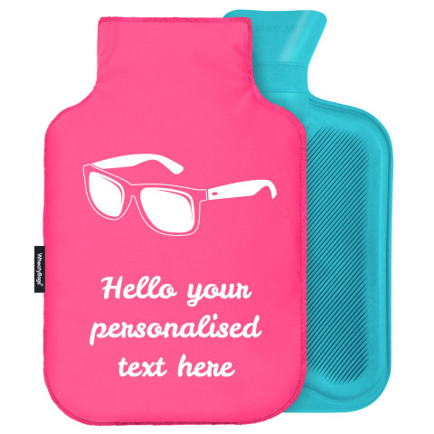 - Standard (2 Litre) (Sunglasses Icon) - Fuchsia Pink Soft Velvet Polyester Fabric (Personalised with Text)