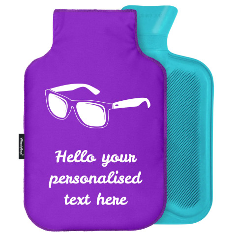 - Standard (2 Litre) (Sunglasses Icon) - Purple Soft Velvet Polyester Fabric (Personalised with Text)