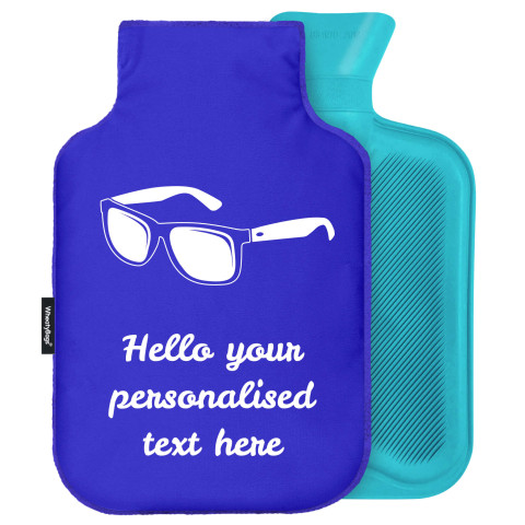 - Standard (2 Litre) (Sunglasses Icon) - Royal Blue Soft Velvet Polyester Fabric (Personalised with Text)