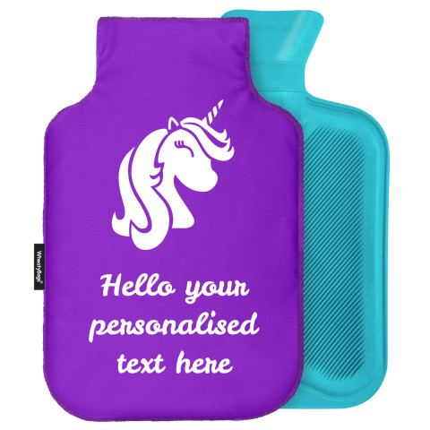 - Standard (2 Litre) (Unicorn Icon) - Purple Soft Velvet Polyester Fabric (Personalised with Text)